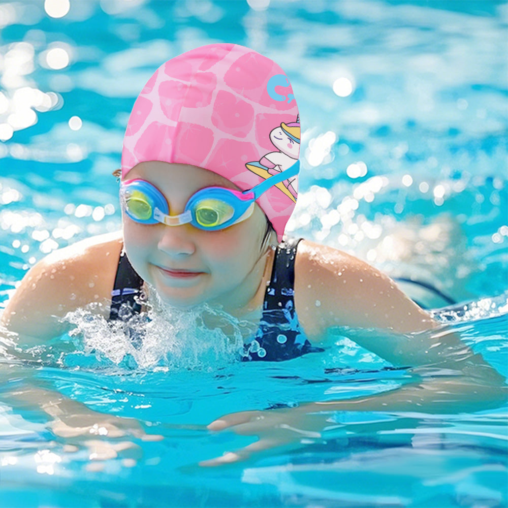 Chapeau de Natation pour Enfants Durable et Imperméable pour Filles Garçons Adolescents Agés de 3 à 15 ans
