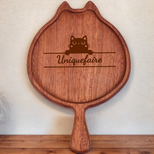 Plateau en Bois en Forme de Chat – Assiette pour Aliments Fromage Pizza