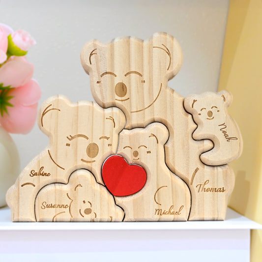 Pièces de puzzle en bois personnalisées pour la famille Koala 2 à 5 koalas au choix