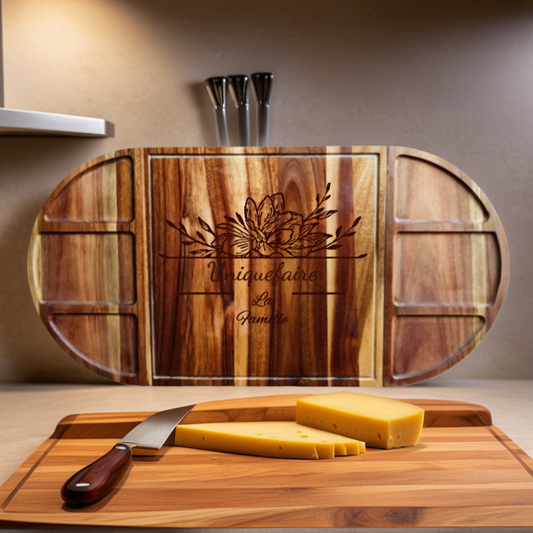 Planche à charcuterie et fromage personnalisable en bois d’acacia