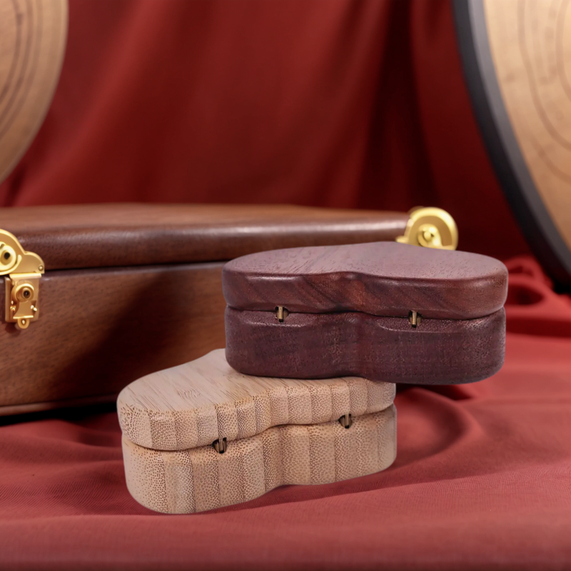 Boîte à Doubles Bagues en Bois Personnalisé avec Nom et Text Cadeau pour Mariage