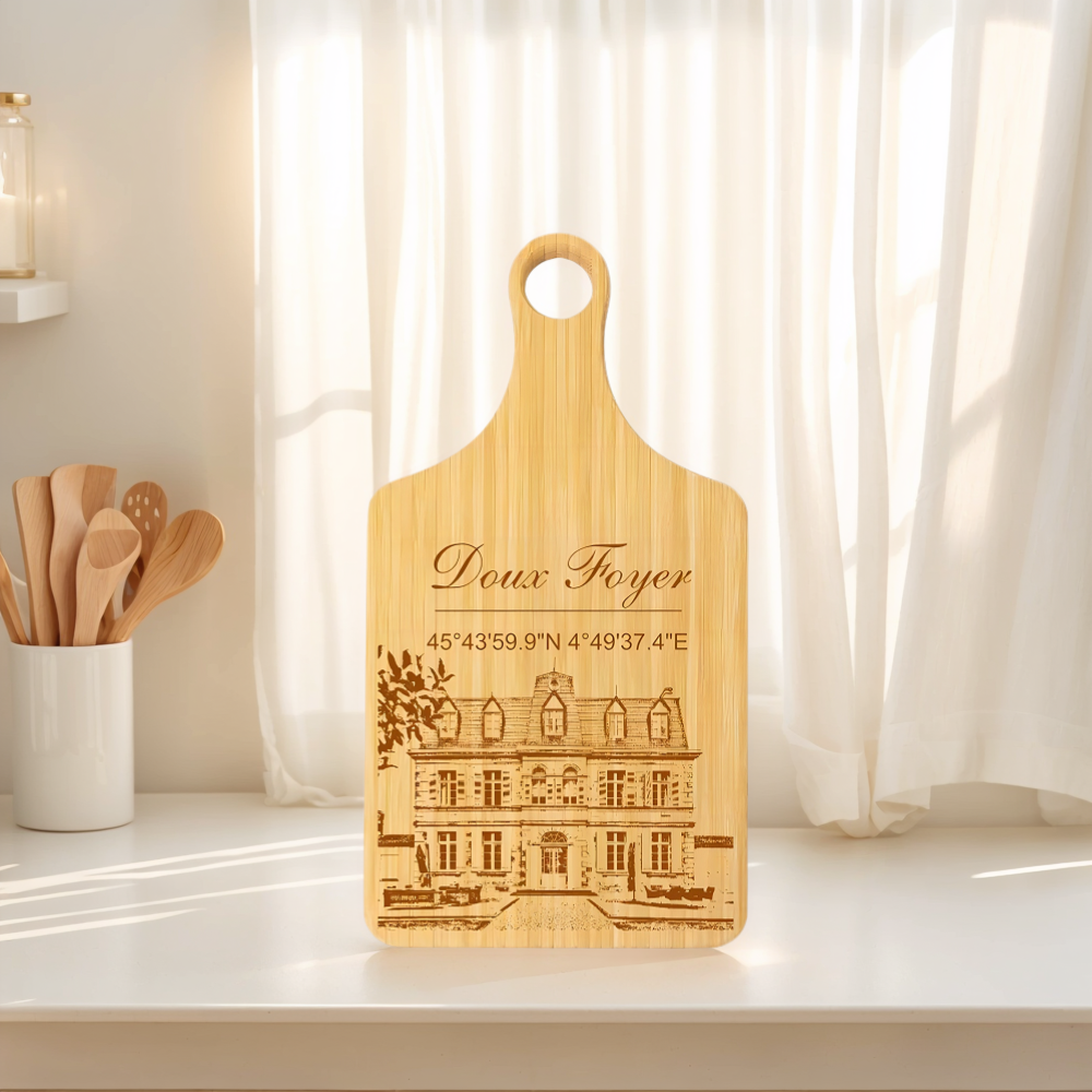 Planche à découper personnalisée et gravée avec poignée Cadeau pour famille