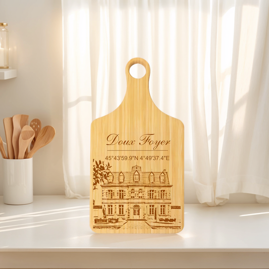 Planche à découper personnalisée et gravée avec poignée Cadeau pour famille