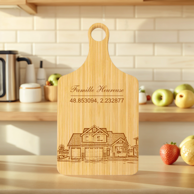 Planche à découper personnalisée et gravée avec poignée Cadeau pour famille