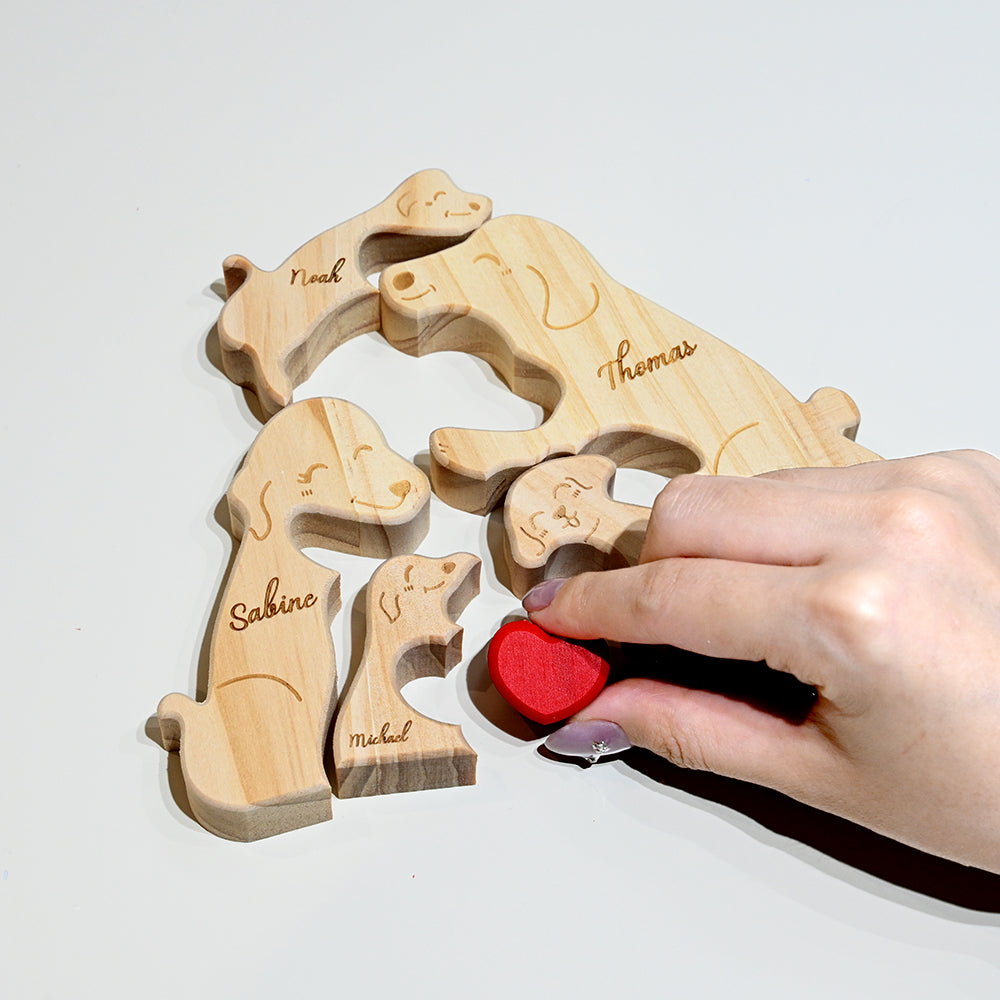 Puzzle en bois personnalisé 2-5 chiens disponibles
