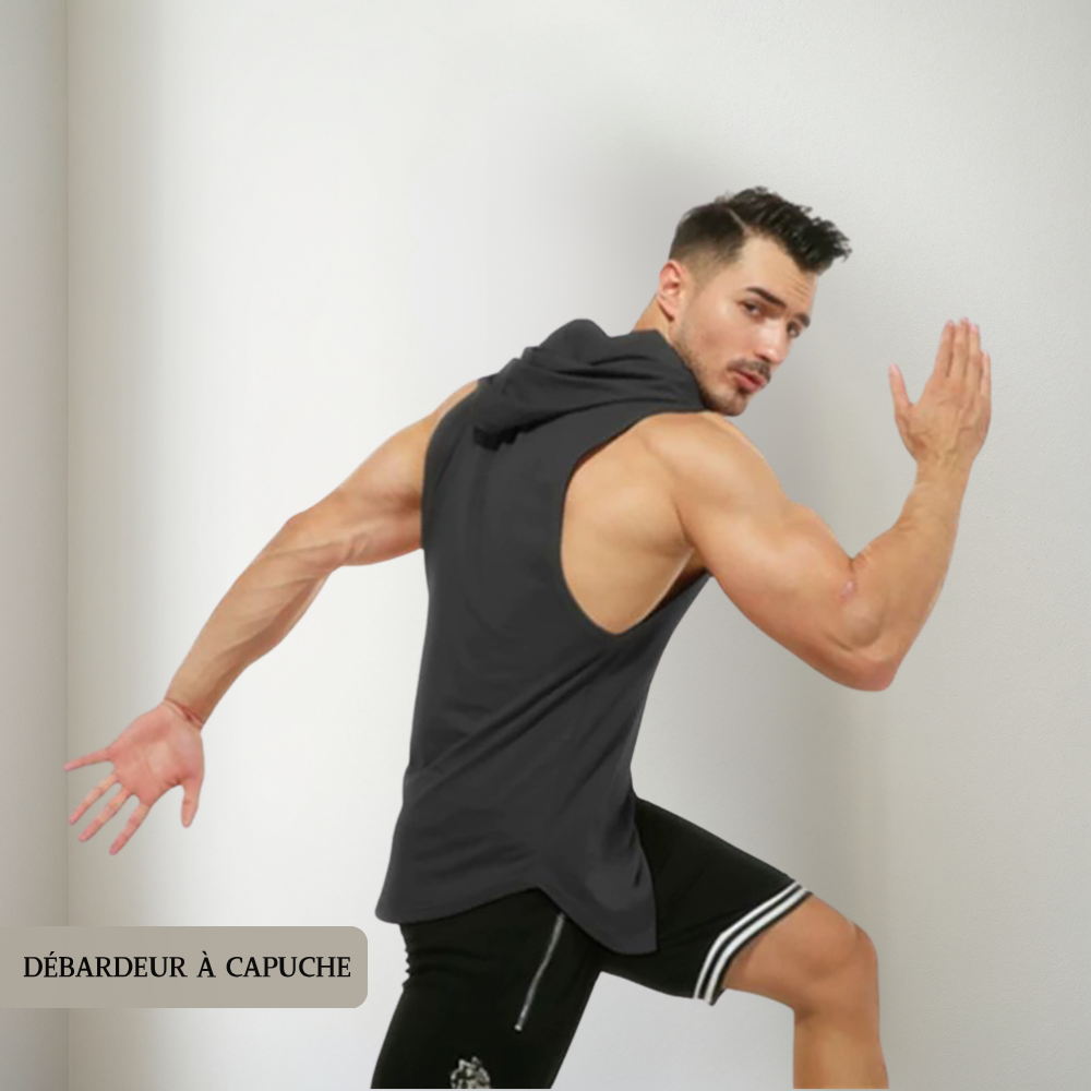 Débardeur à capuche pour sport homme - T-shirt sans manches personnalisable