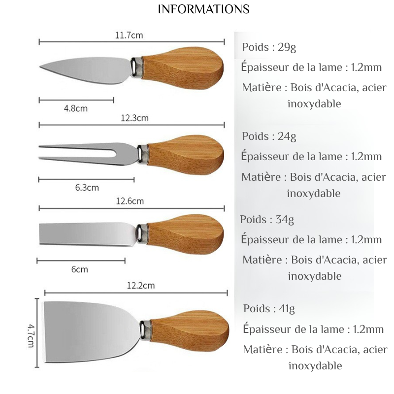 Planche à Découper en Marbre et Bois avec Ensemble de Couteaux à Fromage