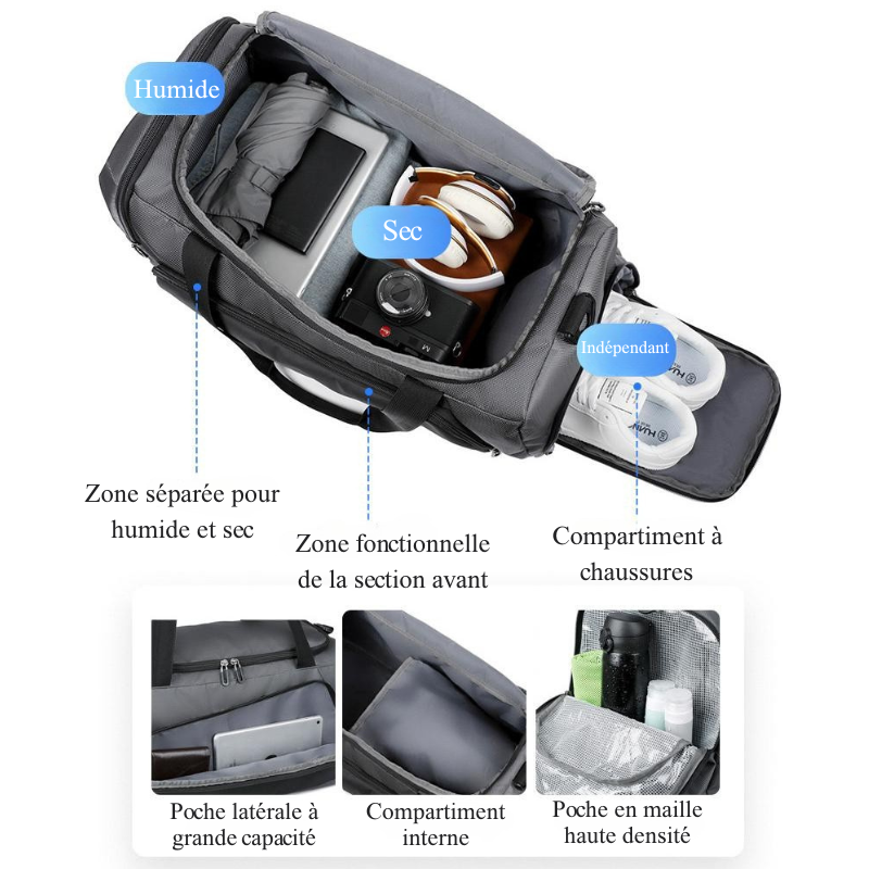 Sac de Sport Étanche Grande Capacité Polyvalence Idéal pour Voyages et Amateurs de Sports