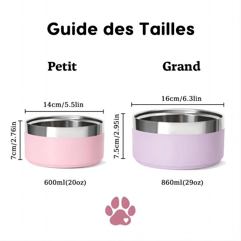 Bol Antidérapant Personnalisé en Inox avec Photo et Nom Cadeau pour Animal