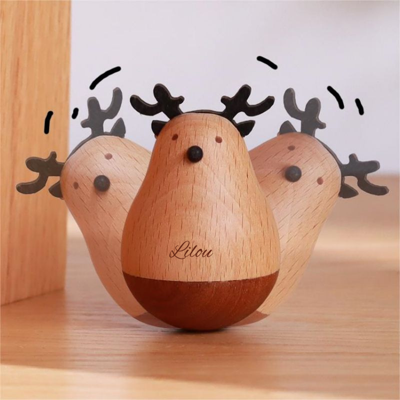 Culbuto En Bois Gravé Avec Nom Personnalisé Décorations De Bureau Cadeau Créatif Et Mignon Pour Amis