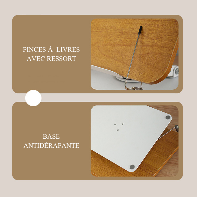Support à livres en bois réglable pour Livres et Tablette iPad Cadeau personnalisé