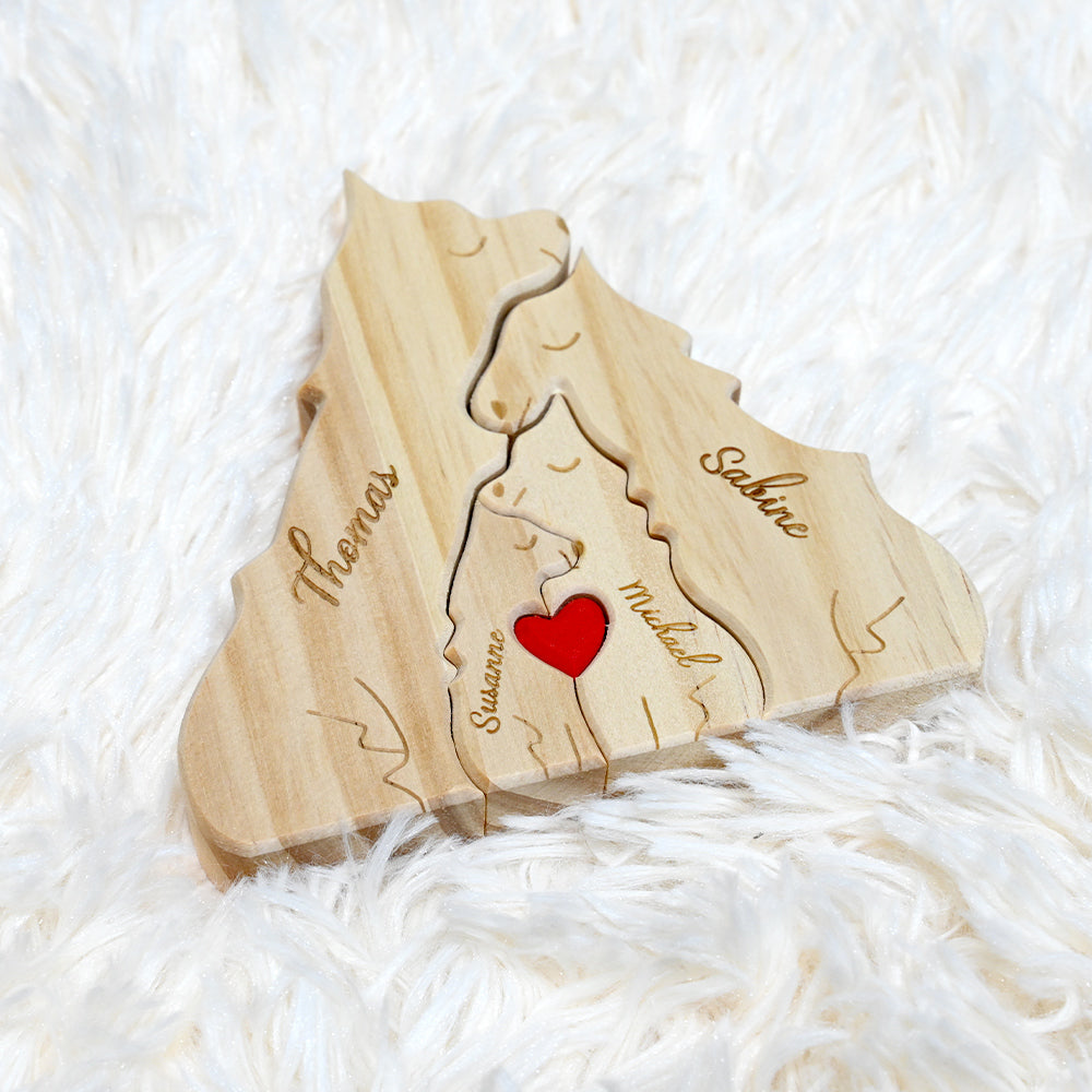 Pièces de Puzzle en Bois Personnalisées pour Famille 2 à 4 Loups Disponibles
