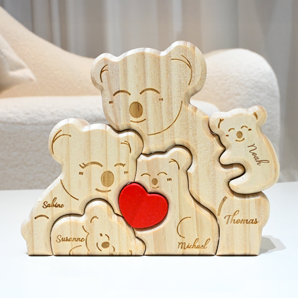 Pièces de puzzle en bois personnalisées pour la famille Koala 2 à 5 koalas au choix