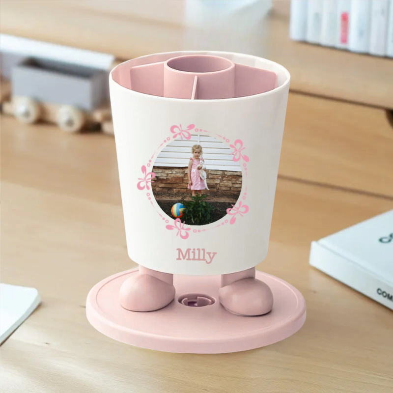 Porte - stylo Rotatif Pot à Crayons Multifonctionnel et Personnalisable avec Nom et Photo