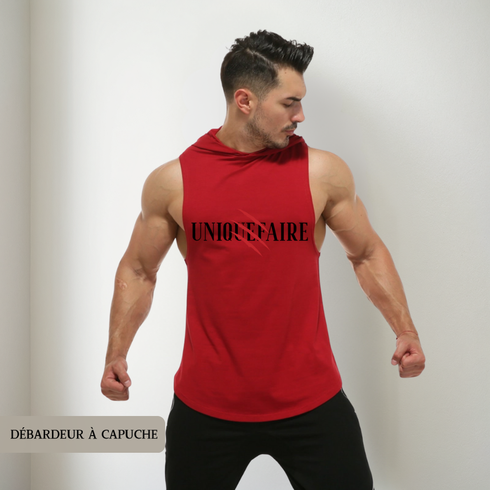 Débardeur à capuche pour sport homme - T-shirt sans manches personnalisable