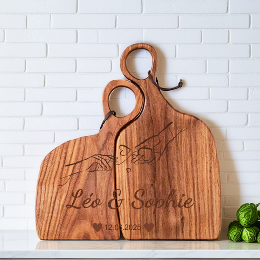 Planche à Découper en Bois Double pour Couples