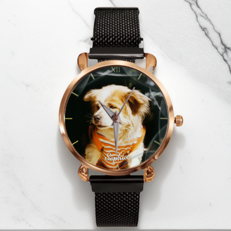 Montre sur le thème des chats avec nom et photo personnalisés