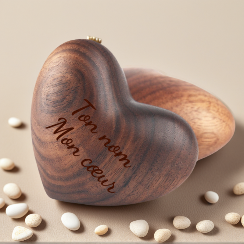 Déco Cœur en Bois avec Inscription Personnalisée Cadeau Porte-bonheur