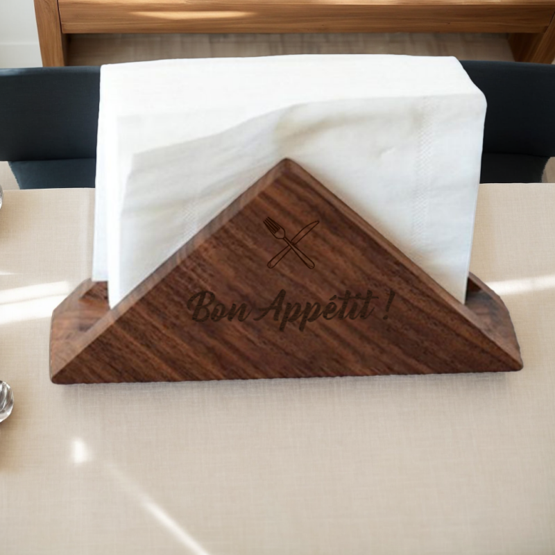Porte-serviettes de table Support triangulaire pour serviettes en bois de noyer