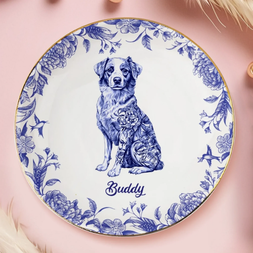 Décoration Céramique de Table Personnalisée d’Amour en Bleu