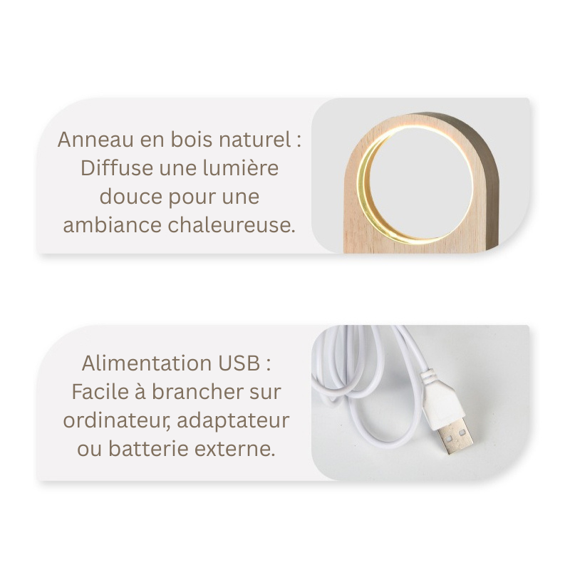 Lampe de Chevet LED en Bois Personnalisée avec Gravure 3D