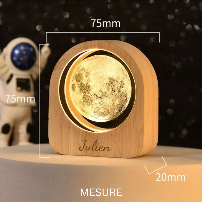 Lampe de Chevet LED en Bois Personnalisée avec Gravure 3D