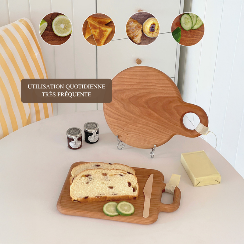 Planche à Découper Ronde en Cerisier Double Face pour Cuisine et Restaurant