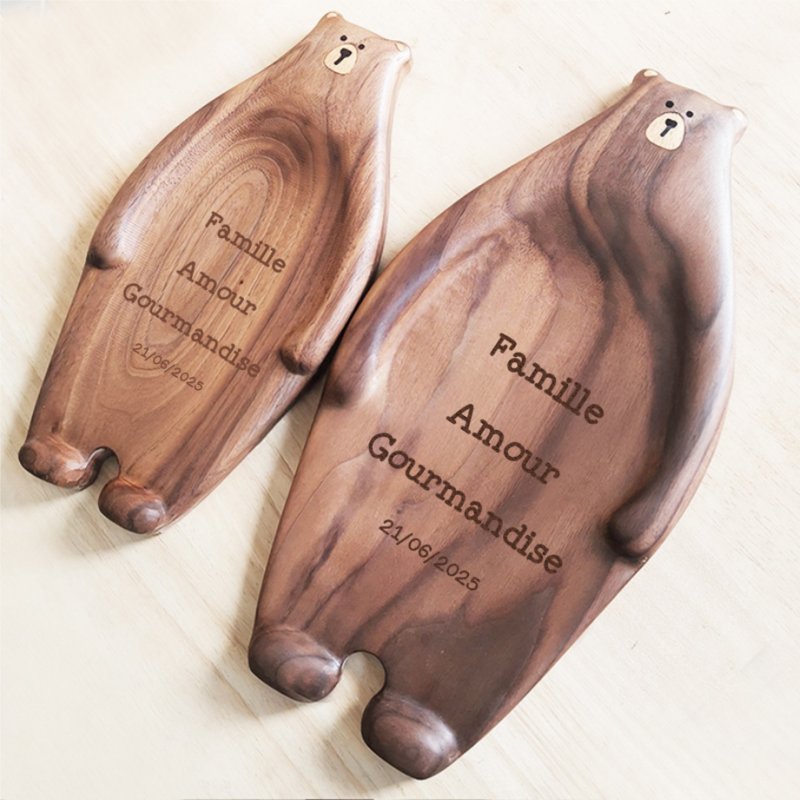 Assiette en Bois en Forme d'Ours à Fruits Collation Noix