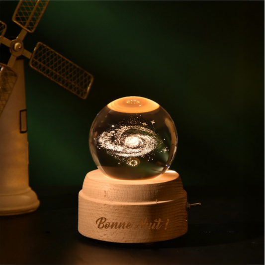 Boîte à Musique Rotative Boule de Cristal Personnalisée avec Nom Cadeau Anniversaire