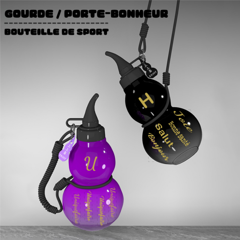 Bouteille d'Eau en Forme de Gourde 800 ML Gourde en Plastique Tritan Style Chinois