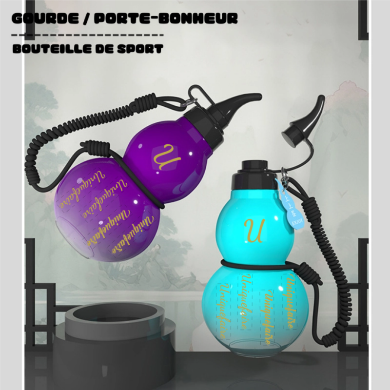 Bouteille d'Eau en Forme de Gourde 800 ML Gourde en Plastique Tritan Style Chinois