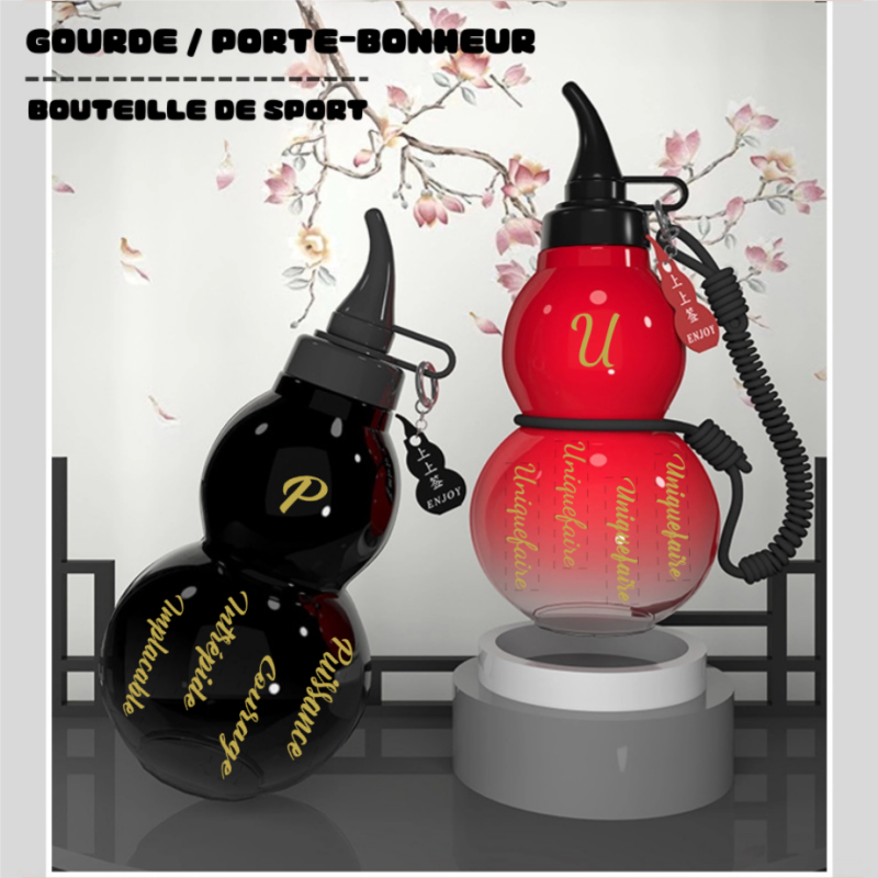 Bouteille d'Eau en Forme de Gourde 800 ML Gourde en Plastique Tritan Style Chinois