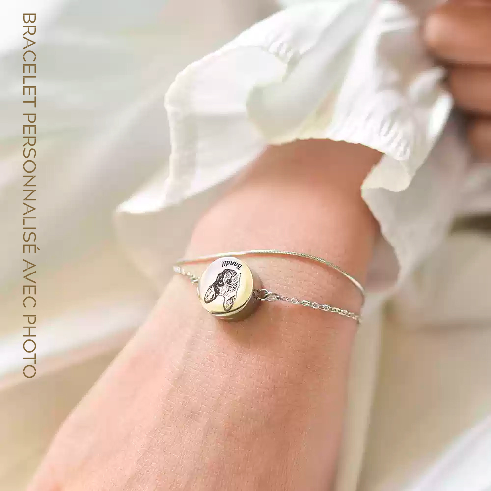 Bracelet Personnalisé Pour Animaux de Compagnie avec Photo pour Souvenir