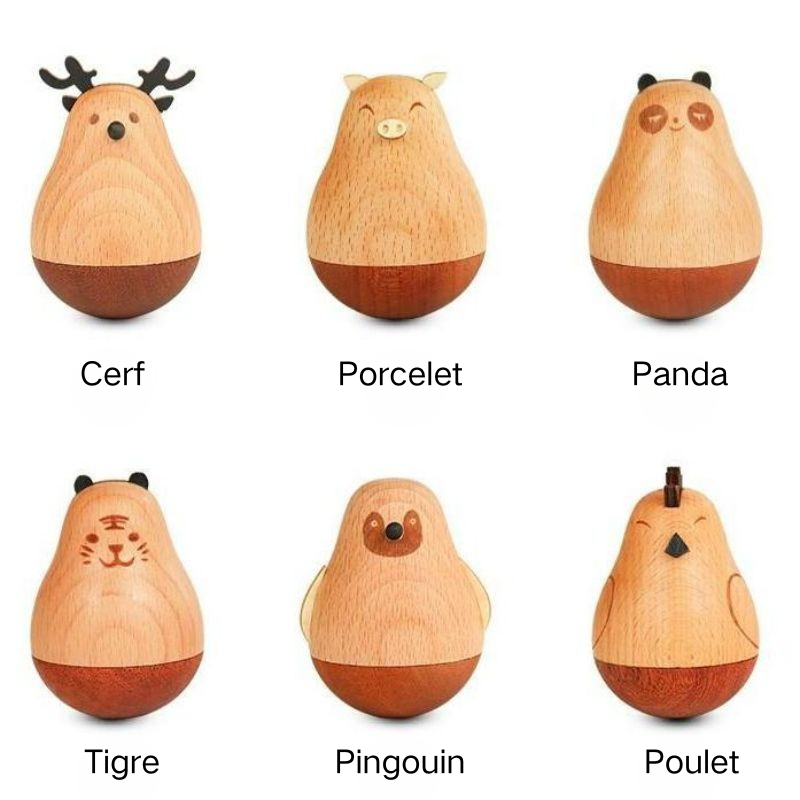 Culbuto En Bois Gravé Avec Nom Personnalisé Décorations De Bureau Cadeau Créatif Et Mignon Pour Amis