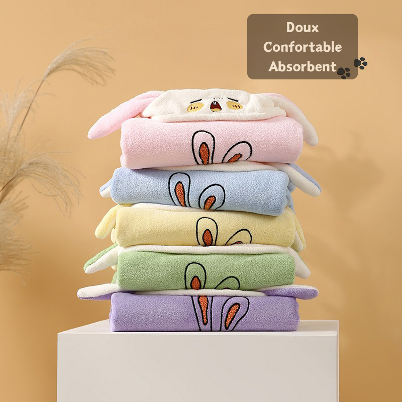 Peignoir de Bain Enfant à Capuche en Flanelle Personnalisable avec Prénom