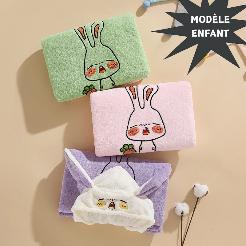 Peignoir de Bain Enfant à Capuche en Flanelle Personnalisable avec Prénom