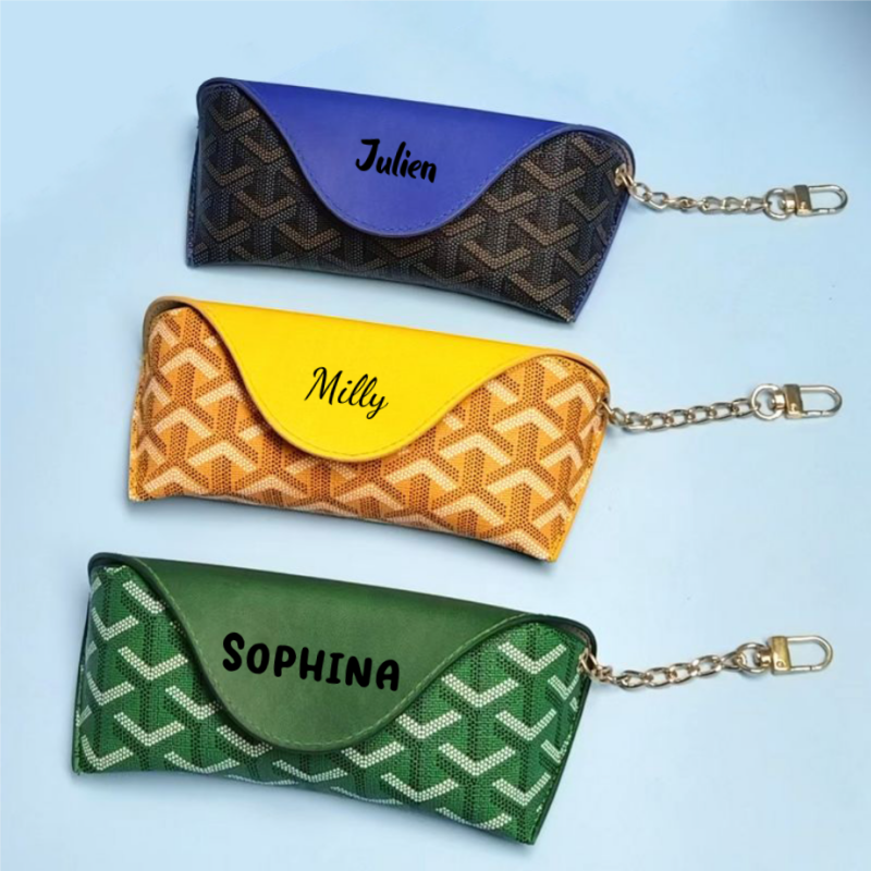 Étui à lunettes avec Crochet Personnalisable avec Nom Sac pour Lunettes Anti-pression