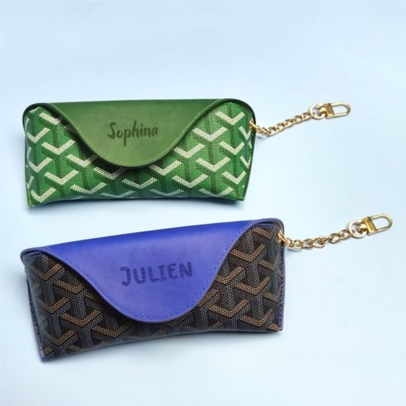 Étui à lunettes avec Crochet Personnalisable avec Nom Sac pour Lunettes Anti-pression