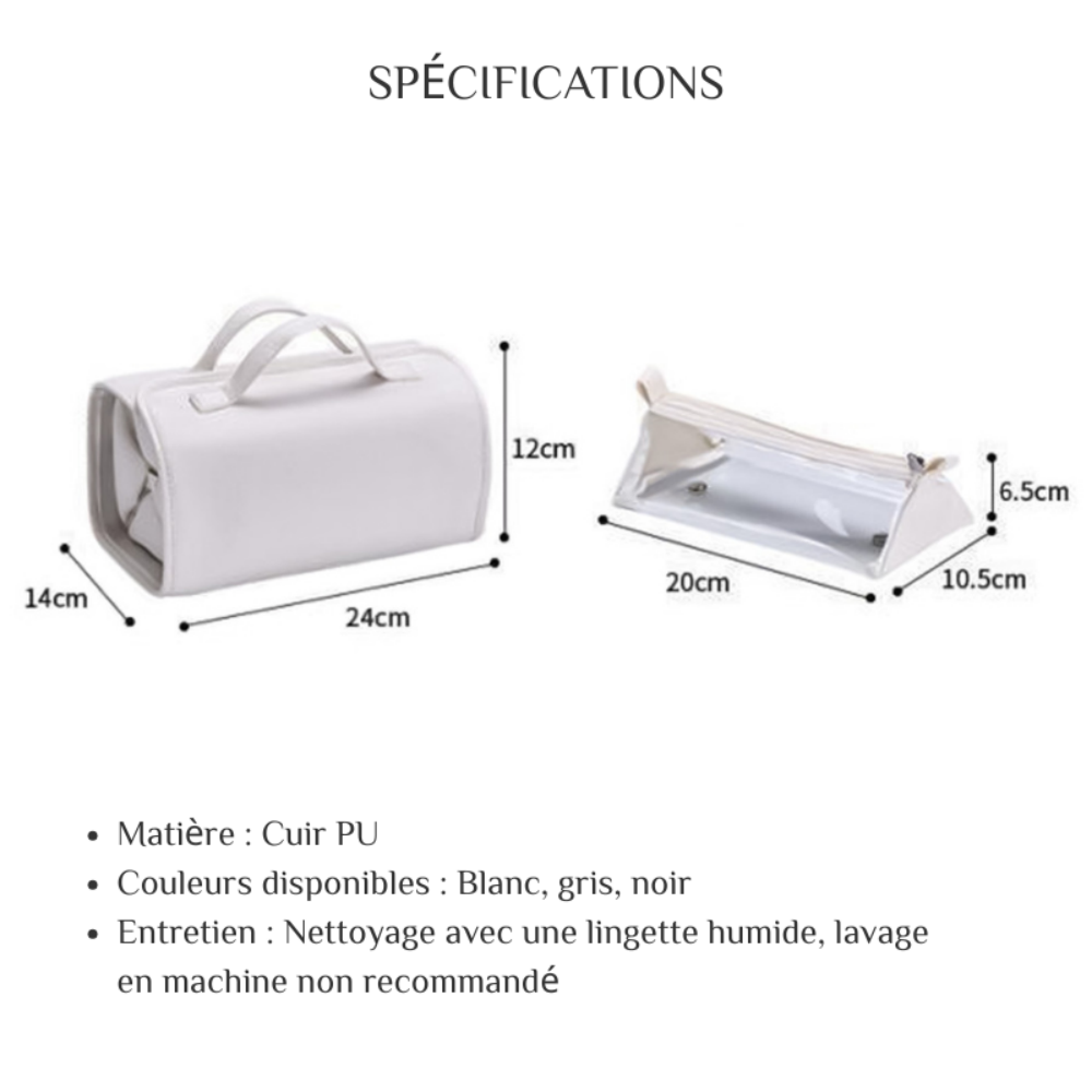 Sac de Maquillage de Grande Capacité Démontable et Étanche pour Femme