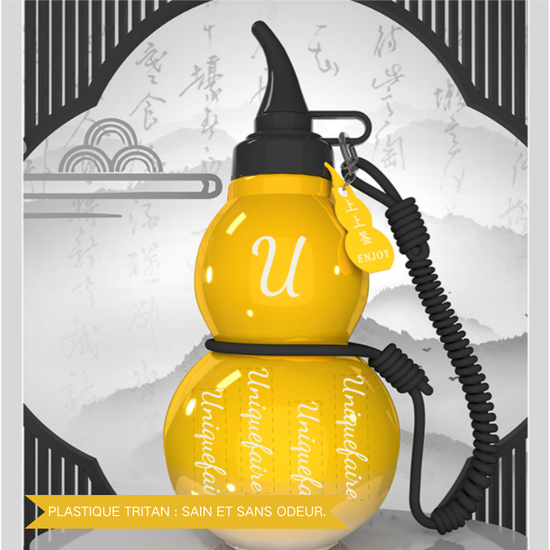 Bouteille d'Eau en Forme de Gourde 800 ML Gourde en Plastique Tritan Style Chinois