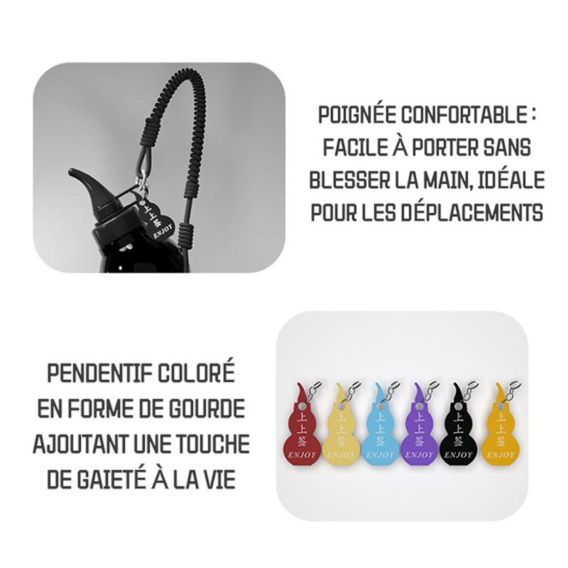 Bouteille d'Eau en Forme de Gourde 800 ML Gourde en Plastique Tritan Style Chinois