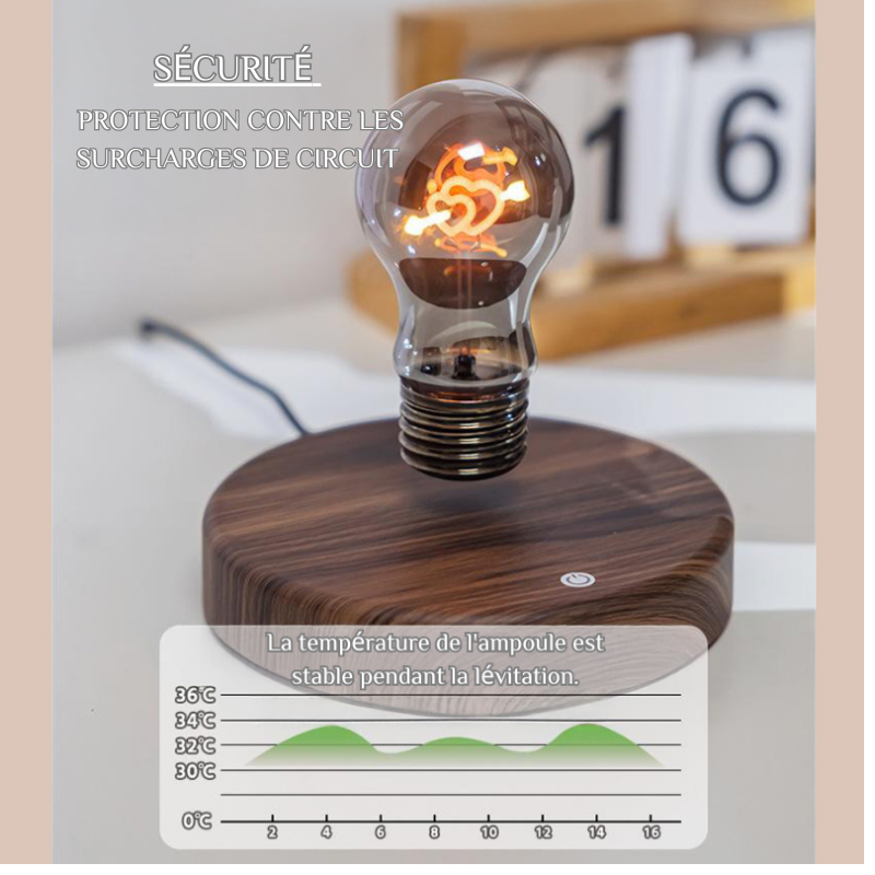 Ampoule Magnétique à Levitation Lampe Cadeau Créatif et Personnalisé pour Saint-Valentin
