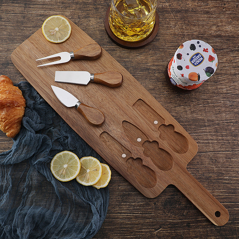 Ensemble de Couteaux à Fromage avec Planche en Bois Set de 3 Couteaux et Planche Personnalisable Cadeau pour Famille