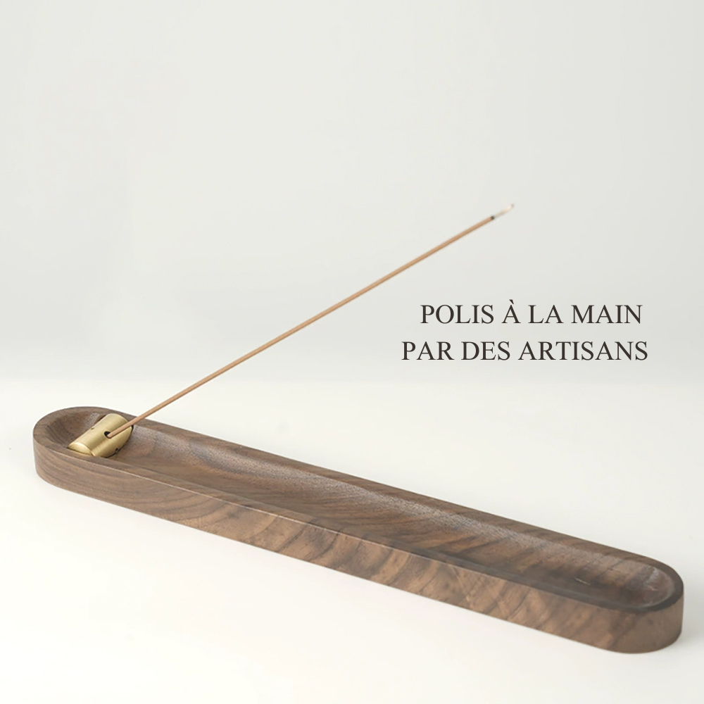 Support en Bois de Noyer pour Bâtons d'Encens Gravable avec Nom