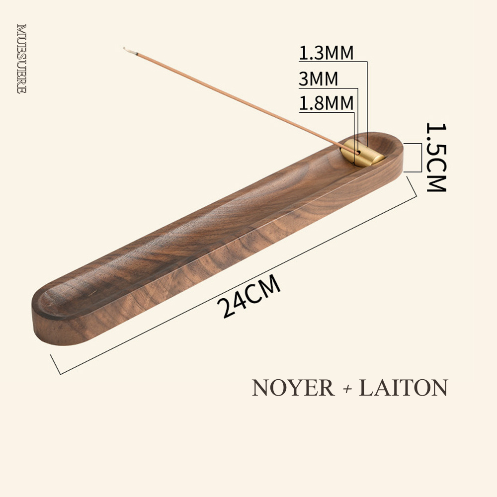 Support en Bois de Noyer pour Bâtons d'Encens Gravable avec Nom