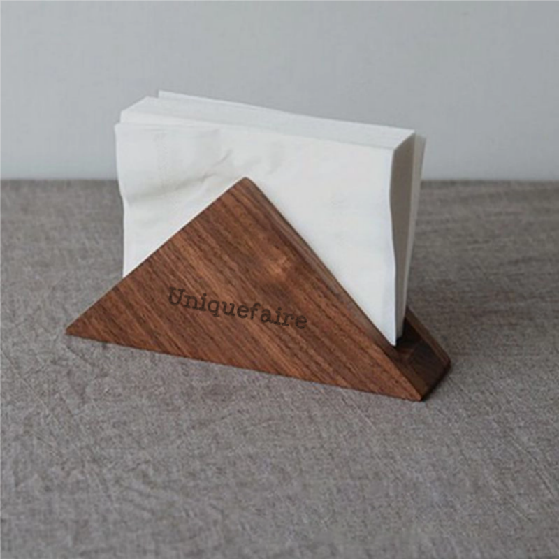 Porte-serviettes de table Support triangulaire pour serviettes en bois de noyer