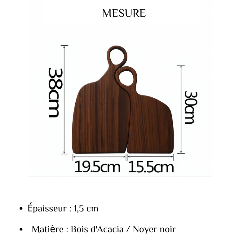 Planche à Découper en Bois Double pour Couples