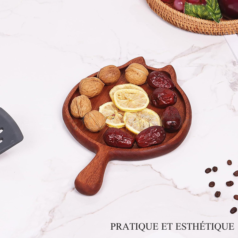 Plateau en Bois en Forme de Chat – Assiette pour Aliments Fromage Pizza