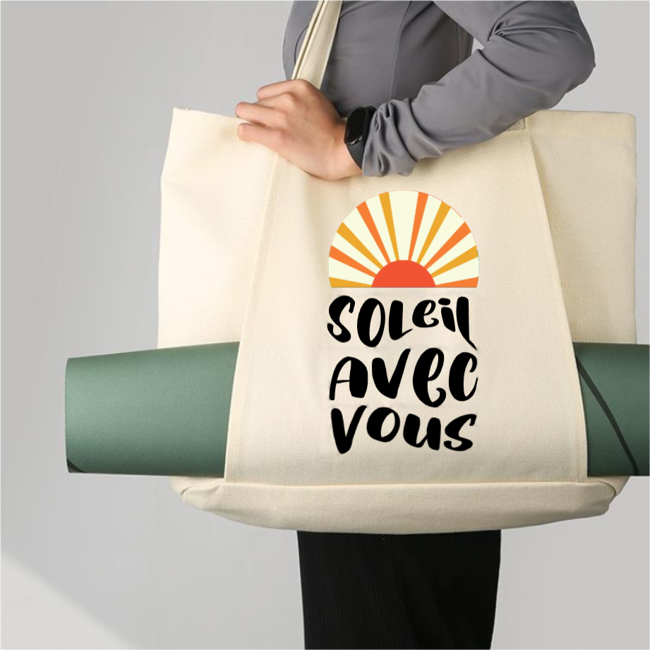 Sac en toile personnalisé multifonctionnel de grande capacité pour tapis de yoga (tapis de yoga non inclus)