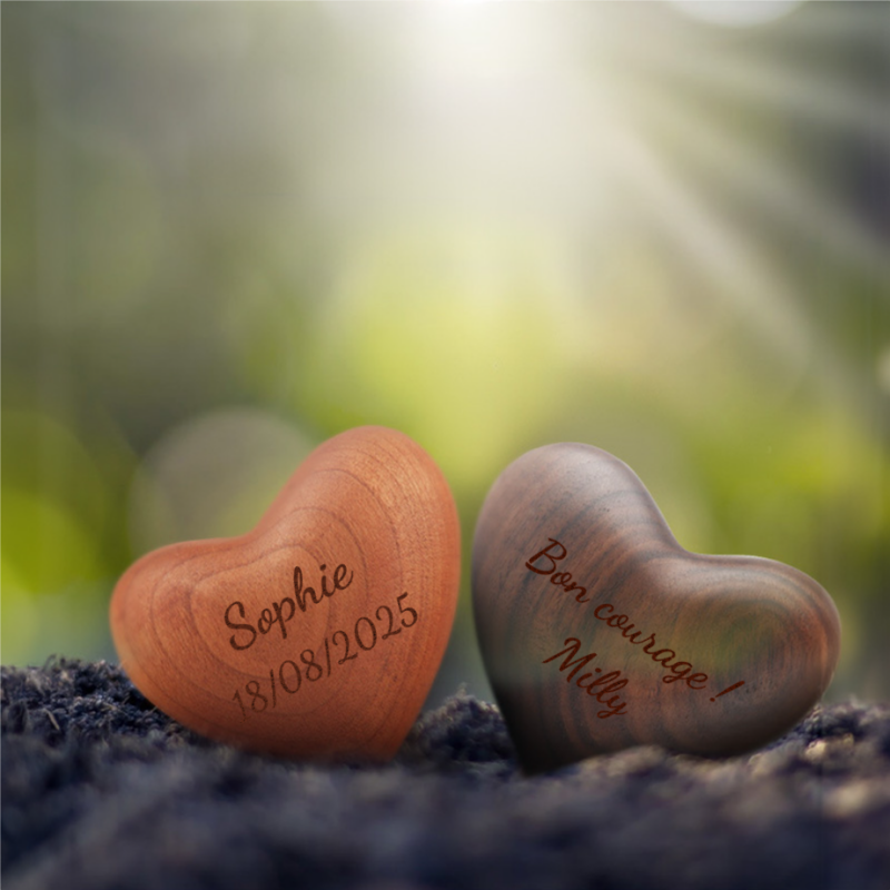 Déco Cœur en Bois avec Inscription Personnalisée Cadeau Porte-bonheur